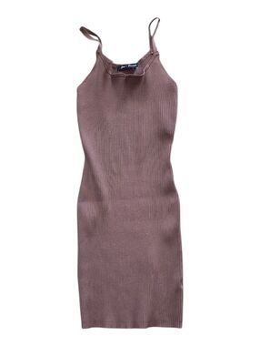 Roma Concept Brown Ribbed Mini Bodycon Tank Dress L